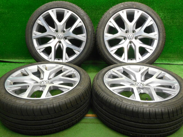 中古 ホイールタイヤ 4本セット 225/45R18 2021年製 8分山程度 中古純正 VW ゴルフ オールトラック 純正 キャニオン 18x7.5J+45 5H112 中古 ラジアル タイヤ トライアングル スポーテックス