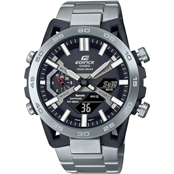 【国内正規品】[カシオ] 腕時計 CASIO EDIFICE カシオ エディフィス SOSPENSIONE Bluetooth搭載 ソーラー ECB-2000YD-1AJF メンズ シルバー｜ＯＬＤ　ＰＯＷＥＲ