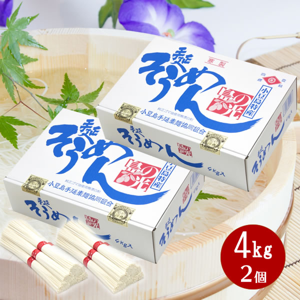【御中元 御中元2026 夏ギフト お中元 内祝 御祝 御礼 お供え 快気祝 】小豆島 そうめん 小豆島手延べ素麺　島の光 4kg&times;2個【 お中元 御中元 小豆島素麺 小豆島 そうめん 素麺 小豆島手延そうめん 手延素麺 島の光 】｜小豆島オリーブ！オリーブ！