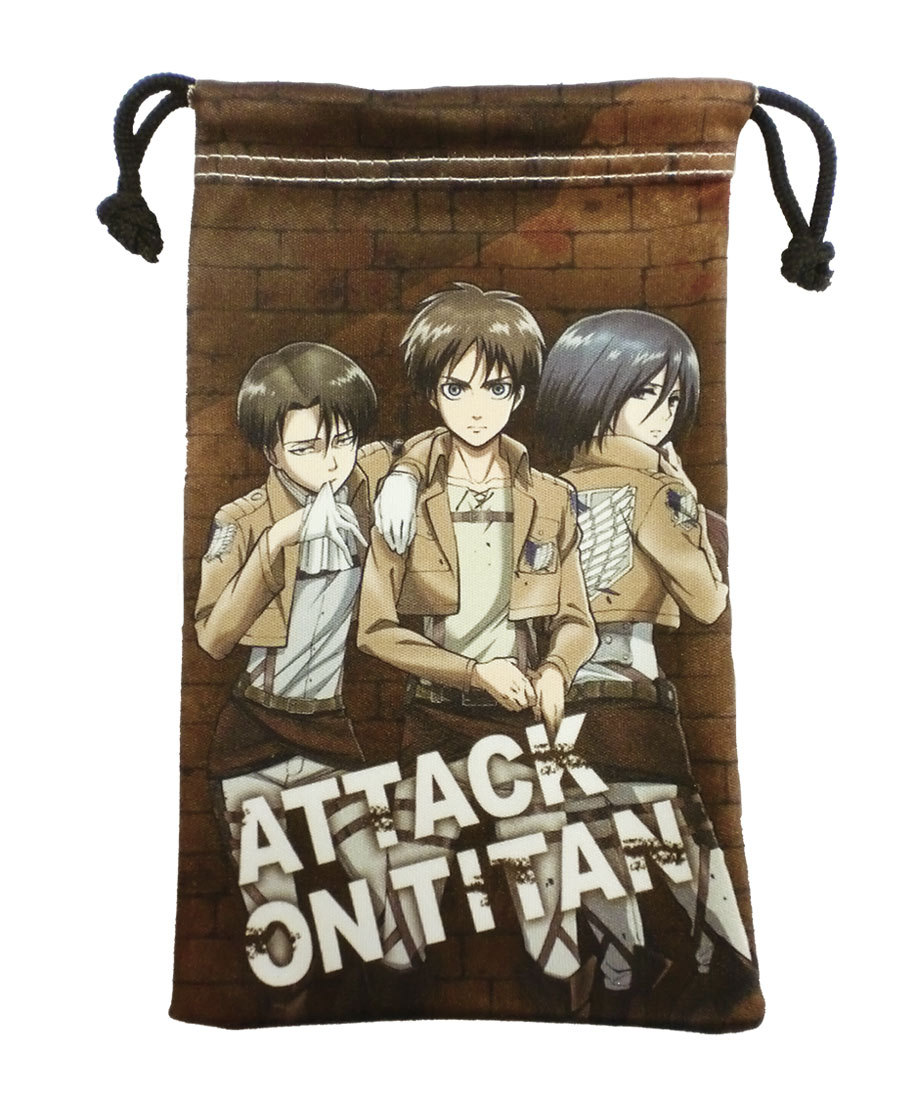 楽天市場 進撃の巨人 スマホクリーナー巾着の登場 雑貨 Shingekinokyojin アニメキャラクターアイテム Nicストア