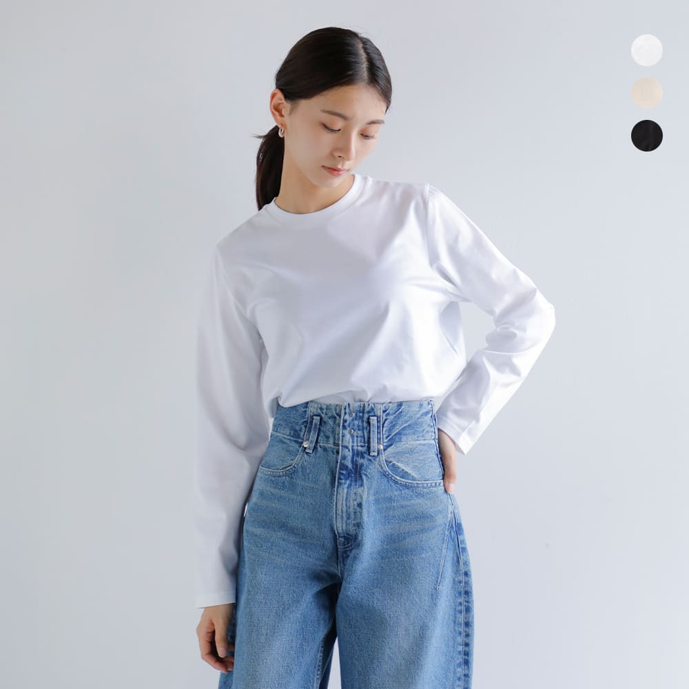 Nicolas Jenson ニコラジェンソン コットン クルーネック ロングスリーブ プルオーバー &ldquo;CREW NECK LONG SLEEVE&rdquo; js-23ss-01-kk レディース｜OLUGA（オルガ）