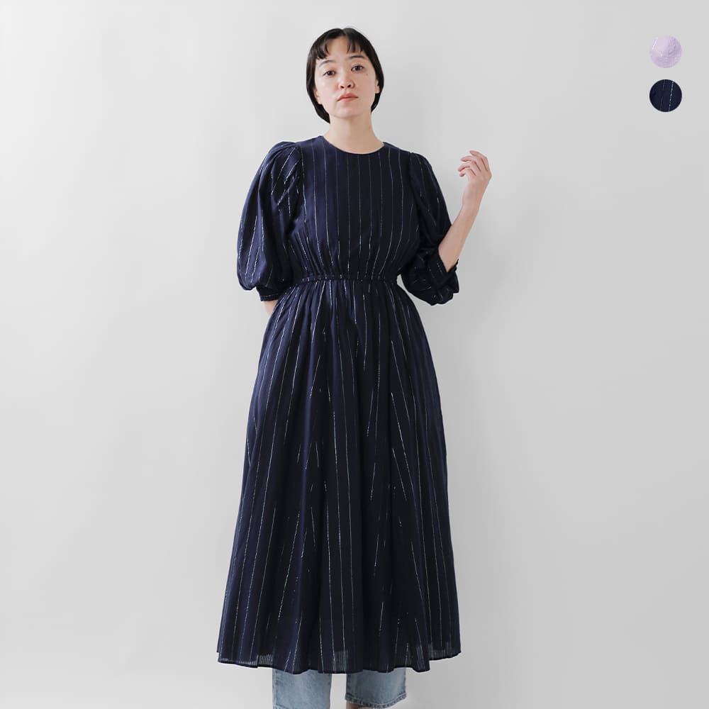 ne Quittez pas ワンピース　ネイビー ne Quittez pas｜コットン ボイル ピンタック ドレス ワンピース