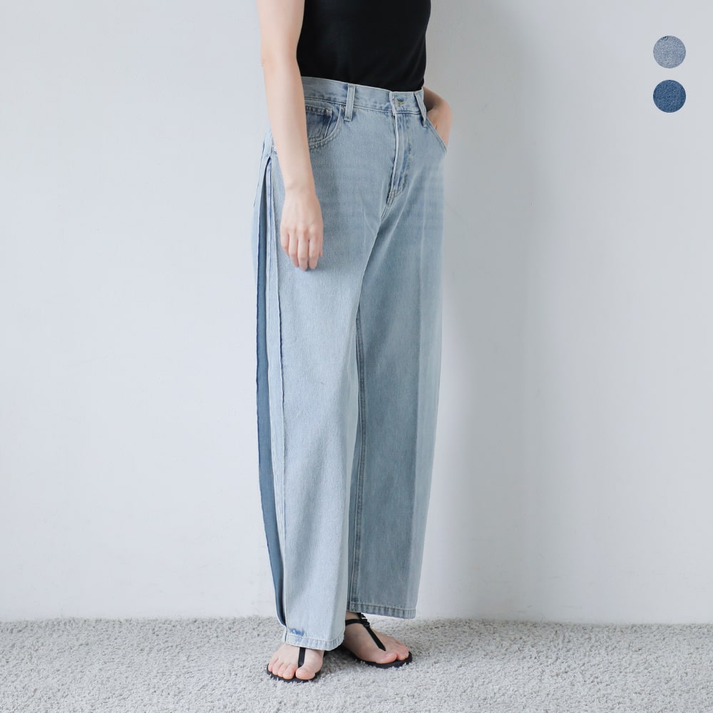 YENN イエン サイド プリーツ デニム パンツ “SIDE PLEATED DENIM PT” y243-31045-kk レディース【サイズ交換初回無料】【クーポン対象】