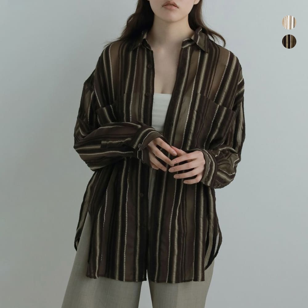 anuke アンヌーク シアー ストライプ オーバーシャツ Sheer Stripe Shirt 62520424 2026ss新作 レディース