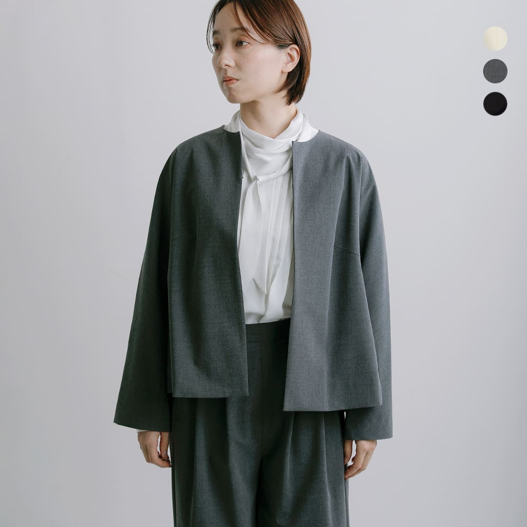 whyto ホワイト サマーウールライク ノーカラー ジャケット “no collar jacket” wht26hjk4056 レディース 2026ss新作 春夏