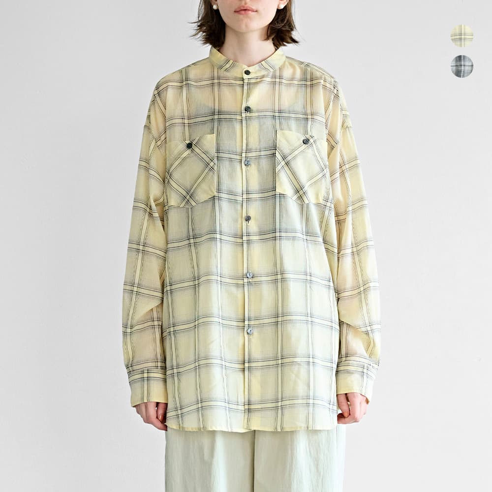 kha:ki カーキ シアーオンブレチェック オーバーシャツ “SHEER CHECK OVER SHIRTS” mil26hbl3157 レディース 2026ss新作 春夏