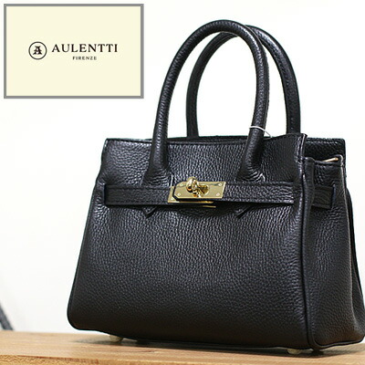 【今だけ限定＼ポイント20倍／】【2025年春夏入荷】 AULENTTI DOLLARO MINI BAG BLACK(金具ゴールド) オウレンティ カウレザーハンドバッグ ブラック 上品 オフィス カジュアル 2WAY ショルダー 16,632円