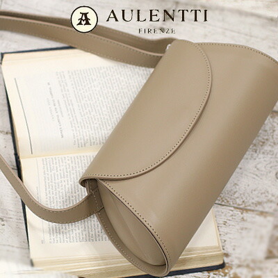 【ポイント10倍】【2025年春夏入荷】 AULENTTI LEATHER BAG BEIGE(金具ゴールド)SS23-YO2-RU オウレンティ スムースレザー クロスボディバッグ ベージュ 上品 オフィス カジュアル 2WAY ショルダーバッグ