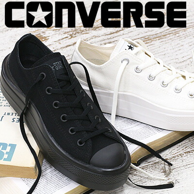 【2025年春夏再入荷】【日本正規取扱店】 CONVERSE ALL STAR LIGHT PLTS II OX (BLACK MONOCHROME) (WHITE) コンバース オールスター ライト PLTS 2 ローカット ブラックモノクローム ホワイト レディース スニーカー