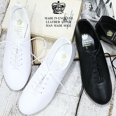 【2024年春夏入荷】 CROWN VIBRAM JAZZ SHOES WHITE BLACK クラウン ジャズ ビブラム 革靴 ホワイト ブラック イングランド製