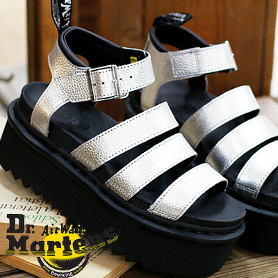 【挙げ句のはてUK5のみ】【国内定まり品】 Dr.Martens BLAIRE QUAD  SILVER METALLIC 30715058お医者さんマーチン 軽さ 厚底 サンダル レディース シルバーメタリック