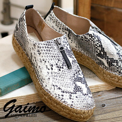 正規店仕入れの 楽天市場 ラスト1足 39インチのみ セール Sale あす楽 Espadrille By Gaimo エスパドリーユ Ruleta P Serena Pyton パイソン ガイモ レディース スリッポン 人気の エスパ Modeｌ オマケ Des Shoes And Bag 時間指定不可