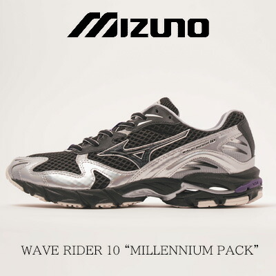 【2025年春夏新作】MIZUNO WAVE RIDER 10 “MILLENNIUM PACK” D1GA2506(01 BLACK/BLACK/SILVER)ミズノ 縮くれる乗馬者 10 千年紀容器に並べる 黒いこと/黒いこと/しろがね色