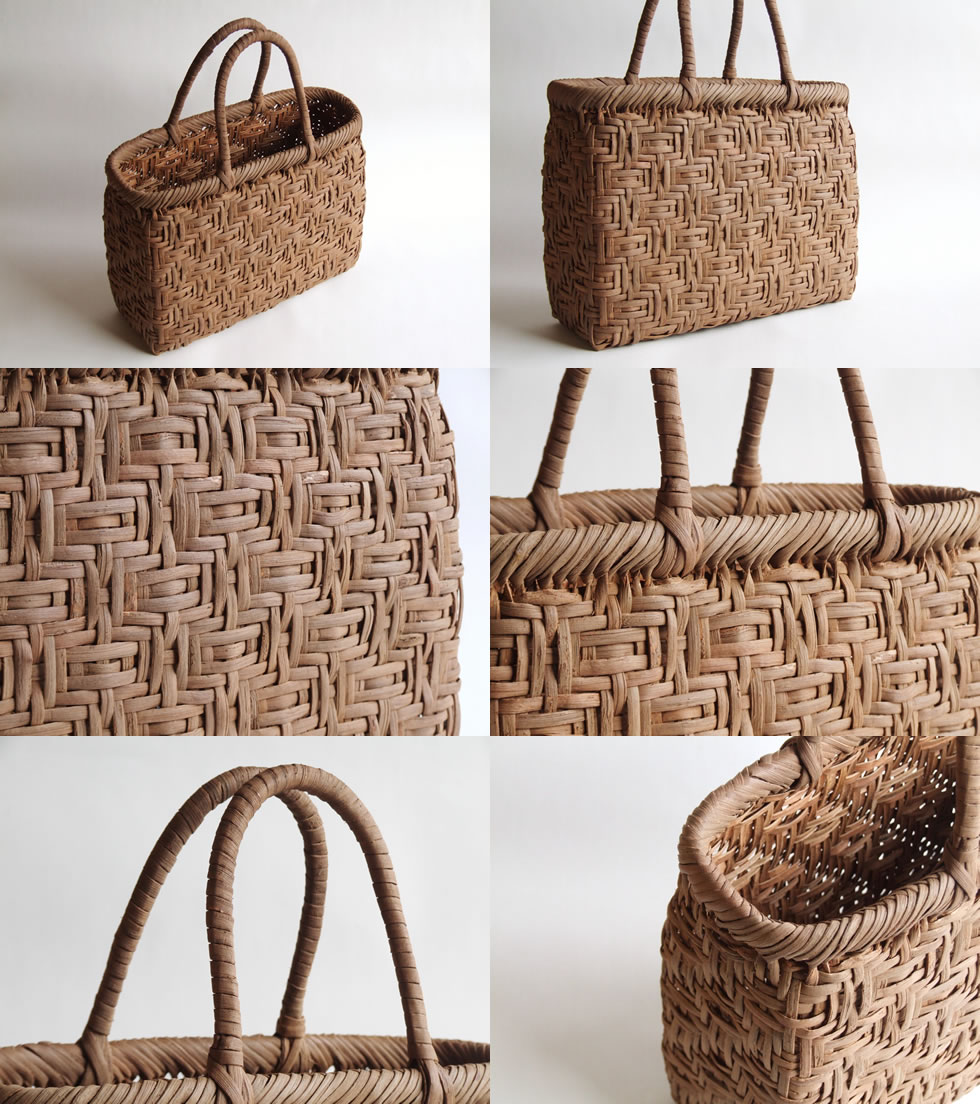 楽天市場 純国産 山形県大井沢 山葡萄かごバッグ 亀甲編み 中 定番型 おまめ