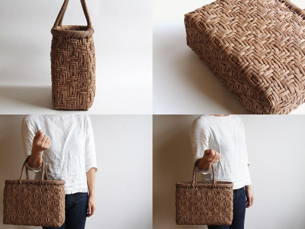 楽天市場 純国産 山形県大井沢 山葡萄かごバッグ 亀甲編み 中 定番型 おまめ