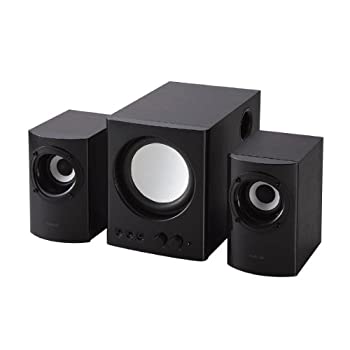 【中古】「ほぼ新品」エレコム スピーカー PC TV 25W 木製 2.1ch ブラック MS-131BK