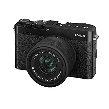 【中古】「ほぼ新品」富士フイルム 鏡鑑レスデジタルカメラ FUJIFILM X-E4 水晶体一揃いの道具 黒いこと (XC15-45) F X-E4LK-1545-B