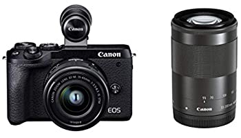 【中古】「人並み外れたに似つかわしい」Canon 銀鏡受け答え一眼写真機 EOS M6 Mark II ダブル望遠レンズEVF一揃いの道具 黒いこと EOSM6MK2BK-WZEVFK