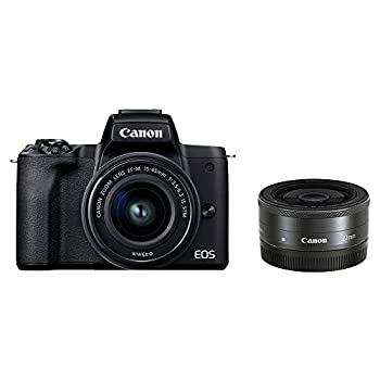 【中古】「非常に良い」Canon ミラーレス一眼カメラ EOS Kiss M2 ダブルレンズキット ブラック KISSM2BK-WLK|オマツリライフ別館