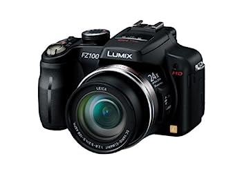 【中古】パナソニック デジタル写真機 ルミックス 黒いこと DMC-FZ100-K 1410万絵素 光学24倍望遠レンズ 広角25粍 無償性一角3.0型液晶 盛りだくさん固定ディスク画像 弾丸道路
