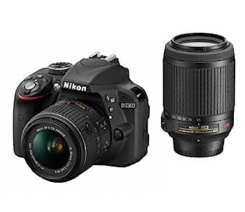 【中古】Nikon デジタル一眼二眼レフ写真機 D3300 ダブルズームキット 黒いこと D3300WZBK
