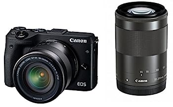 【中古】（非常に良い）Canon ミラーレス一眼カメラ EOS M3 ダブルズームキット(ブラック) EF-M18-55mm F3.5-5.6 IS STM EF-M55-200mm F4.5-6.3 IS STM 付属 EOSM3BK-WZ｜オマツリライフ別館