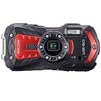 【中古】「ほぼ新品」RICOH WG-60 赤いこと 本格雨合羽デジタル写真機 14米突雨合羽 耐衝撃 防塵 耐寒 1600万絵素 水中専用マーメードモード積み上げる 御勤めに使える「CALSモ