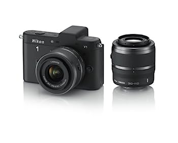 【中古】「非常に良い」Nikon ミラーレス一眼カメラ Nikon 1 (ニコンワン) V1 (ブイワン) ダブルズームキット ブラック N1 V1WZ BK|オマツリライフ別館