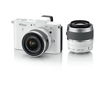 【中古】（非常に良い）Nikon ミラーレス一眼カメラ Nikon 1 (ニコンワン) V1 (ブイワン) ダブルズームキット ホワイト N1 V1WZ WH