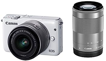 【中古】「ほぼ新品」Canon 鏡鑑受け答え一眼写真機 EOS M10 ダブルズームキット(白いこと) EF-M15-45粍 F3.5-6.3 IS STM EF-M55-200粍 F4.5-6.3 IS STM 嘱する EOSM10WH-