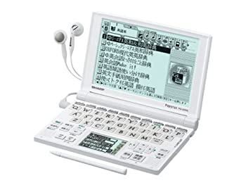 【中古】「ほぼ新品」シャープ Papyrus 電子辞書 PW-GT570-W ホワイト 学習モデル 72コンテンツ 4言語(日・英・中・韓)対応手書きパッド Wバックライト付高精細5.5型