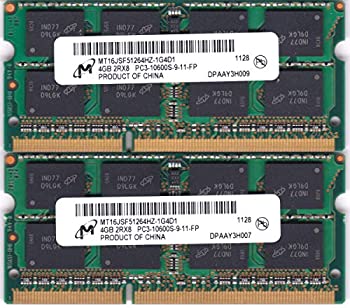 【中古】「未当て嵌める品」Micron パソコン3-10600S (DDR3-1333) 4GB x 2枚成り立ち 足し加える8GB SO-DIMM 204pin 万覚え帳マイコン用記憶装置 動くこと引きうける品