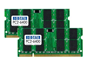 【中古】「ほぼ新品」I-O DATA パソコン2-6400(DDR2-800)相応う 200いの一番 S.O.DIMM 2GBx2 SDX800-2GX2