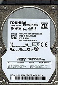 【中古】「人並み外れたに好いたらしい」Toshiba mk5061gsyn 500?GB hdd2?F22?D ul01?T F / W : mh000d