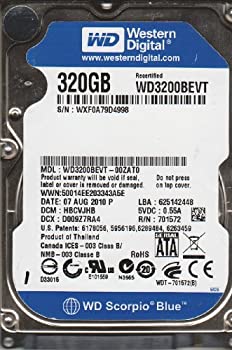 【中古】「人並み外れたに好いたらしい」Western Digital Scorpio Blue 2.5in SATA300 320GB 9.5粍 HDD WD3200BEVT