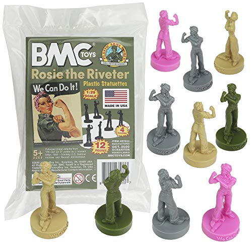【中古】「非常に良い」BMC Rosie The Riveter プラスチックフィギュア - 12個入り タン OD グリーン グレー & ピンク - 米国製|オマツリライフ別館