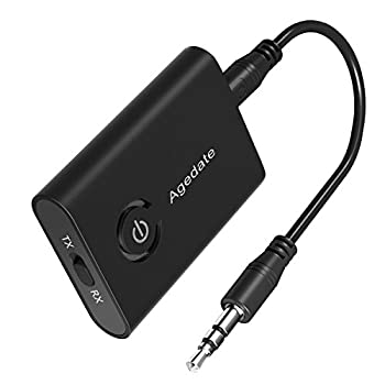 【中古】（非常に良い）Agedate Bluetooth トランスミッター レシーバー Bluetooth送信機 受信機 一台二役 ワイヤレス オーディオ 3.5mmオーディオ（ブラック）