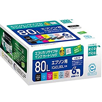 【中古】「未当て嵌める品」エコリカ エプソン 集積回路6CL80L相応うリサイクルインクカートリッジ 6色容器に並べる ECI-E80L-6P 目じるし:唐きび
