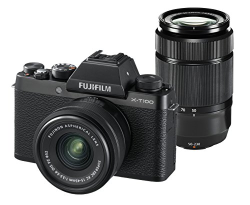 【中古】FUJIFILM ミラーレス一眼カメラ X-T100ダブルズームレンズキット ブラック X-T100WZLK-B