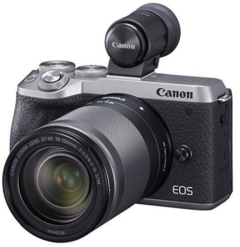 【中古】「人並み外れたに似つかわしい」Canon 銀鏡受け答え一眼写真機 EOS M6 Mark II EF-M18-150 IS STM 水晶体 EVF一揃いの道具 しろがね色 EOSM6MK2SL-18150ISEVFK