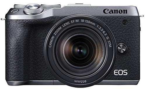 【中古】「人並み外れたに似つかわしい」Canon 銀鏡受け答え一眼写真機 EOS M6 Mark II EF-M18-150 IS STM 水晶体一揃いの道具 しろがね色 EOSM6MK2SL-18150ISSTM