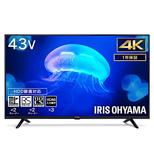 【中古】「未使用品」アイリスオーヤマ 43V型 4K対応 液晶 テレビ 43UB10PC 2022年モデル Wチューナー 裏番組同時録画 外付けHDD録画対応