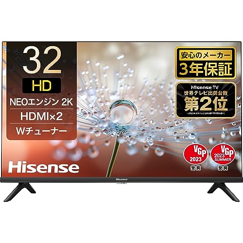 【中古】「非常に良い」Hisense 32V型 ハイビジョン 液晶 テレビ 32A30H ADSパネル ダブルチューナー 外付けHDD裏番組録画対応 3年 2022年モデル ブラック