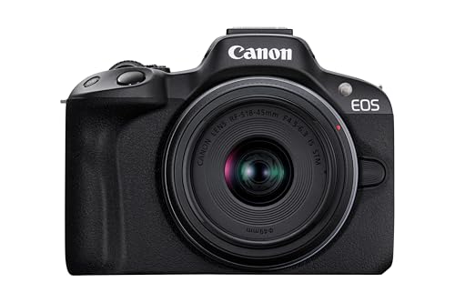 【中古】「未当て嵌める品」Canon 鏡鑑受け答え一眼写真器 EOS R50 標準尺度望遠レンズ一揃いの道具(RF-S18-45) 黒いこと/APS-C/約375g EOSR50BK-1845ISSTMLK ミラーレス一眼カメラ-TV・オーディオ・カメラ-デジタルカメラ