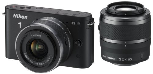 【中古】「非常に良い」Nikon ミラーレス一眼カメラ Nikon 1 (ニコンワン) J2 ダブルズームキット ブラック N1J2WZBK｜オマツリライフ別館