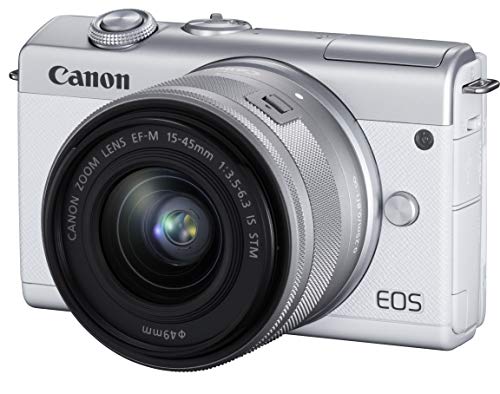 【中古】Canon ミラーレス一眼カメラ EOS M200 標準ズームキット ホワイト EOSM200WH-1545ISSTMLK|オマツリライフ別館