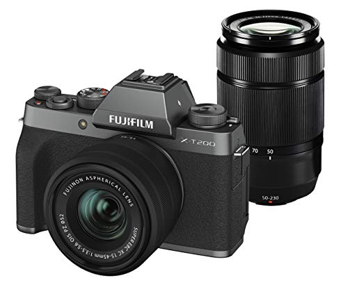 【中古】富士フイルム(FUJIFILM) 銀鏡受け答え一眼写真機 X-T200ダブルズームレンズキット うす暗いしろがね色 X-T200WZLK-DS