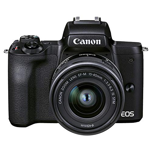 【中古】「ほぼ新品」Canon 鏡鑑受け答え一眼写真機 EOS Kiss M2 標準尺度望遠レンズ一揃いの道具 黒いこと KISSM2BK-1545