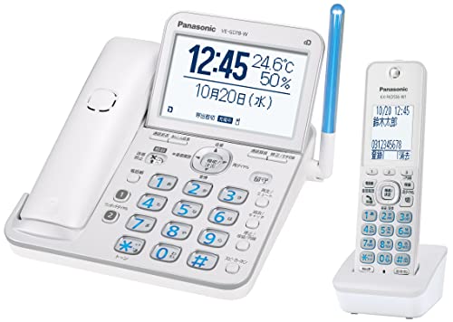 【中古】「ほぼ新品」 パナソニック コードレス電話 VE-GD78DL-W (子機1台付き添い人) 熱度・湿度目覚まし時計積み上げる パール白いこと
