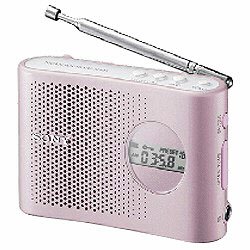 【中古】SONY FM/AM PLLシンセサイザーハンディーポータブルラジオ さくら色 ICF-M55/P その他-家電